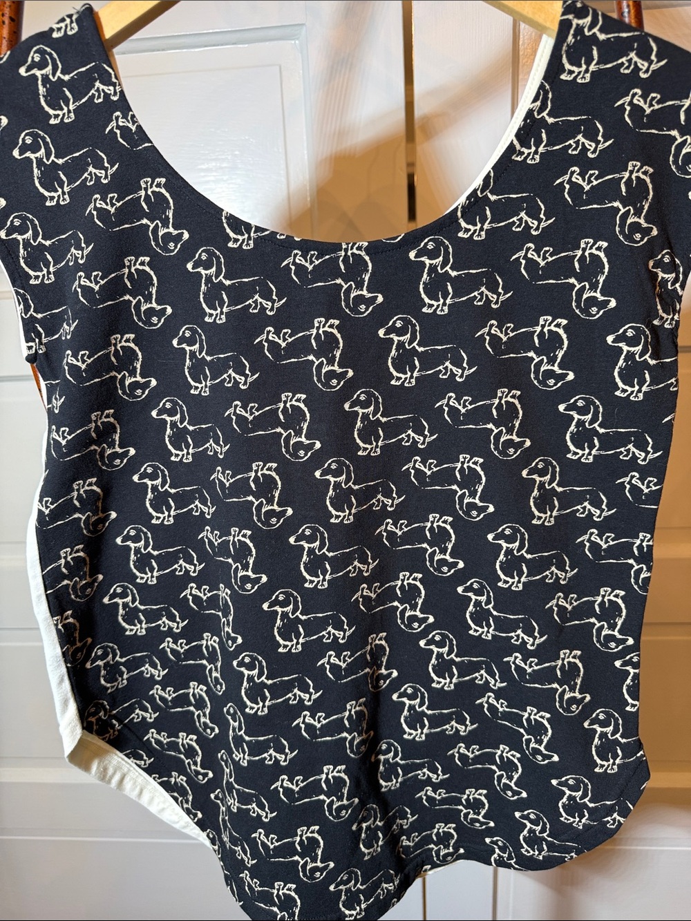 Effie’s Heart sleeveless  Dachshund Dog Print Boat Neck cotton Top XS/S